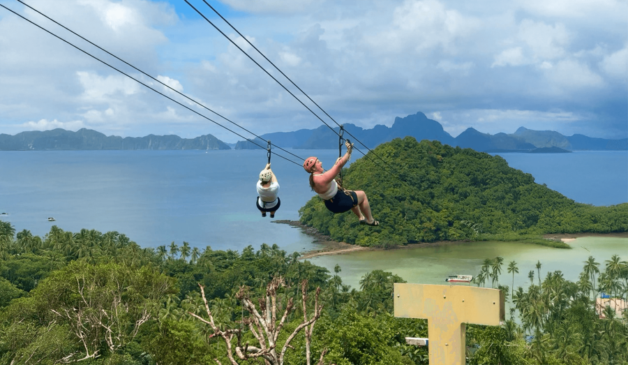 Group travellers in the Philippines on Zip Line